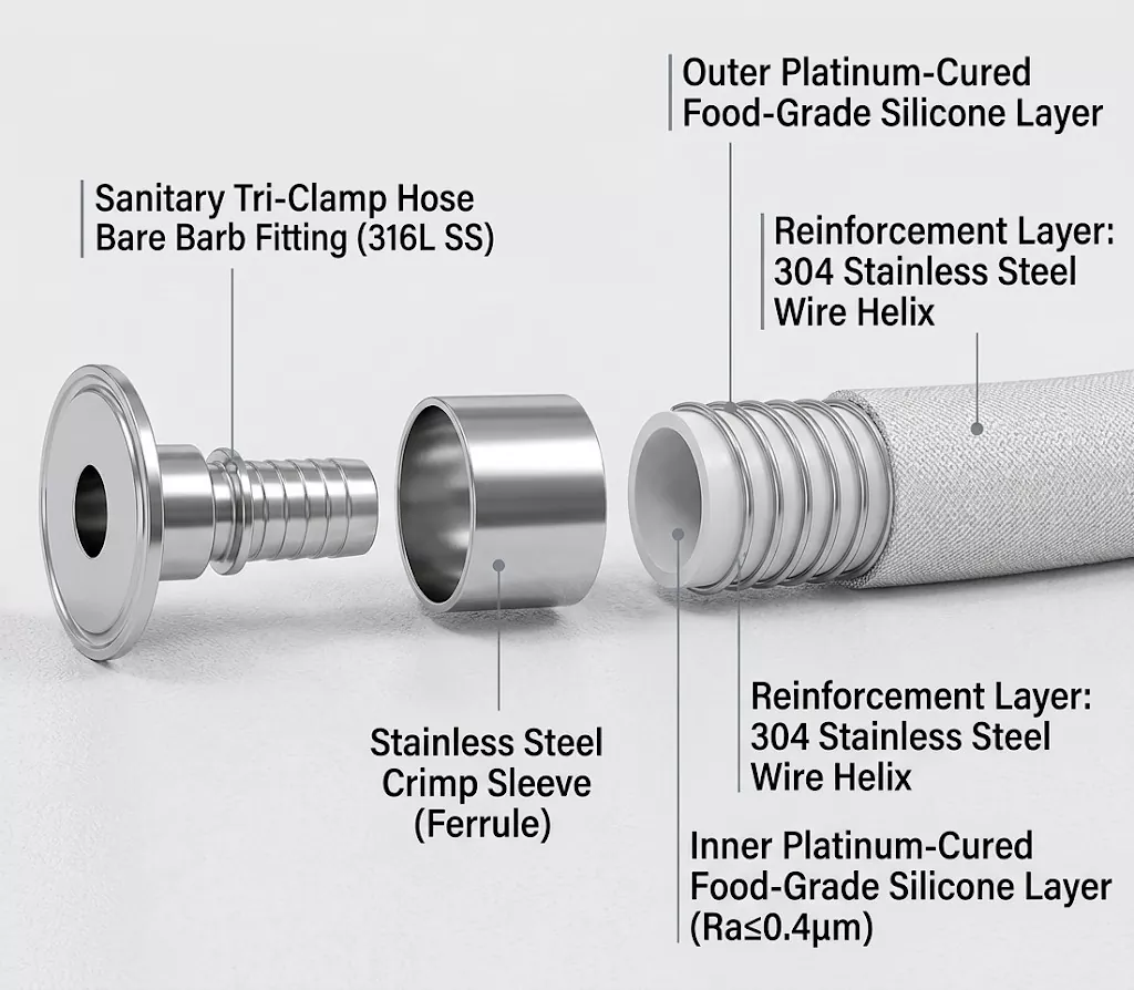 Tri Clamp Flexible Hose Fitting and Crimp